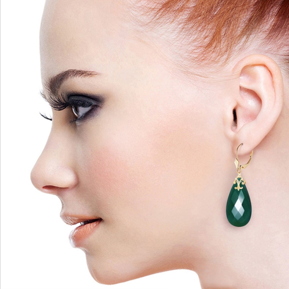 BRIOLETTE 31X16 MM DEEP GREEN CHALCEDONY - Picture 2 of 6